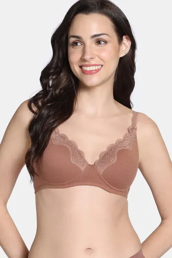 Buy Zivame Padded Non Wired Medium Coverage T-Shirt Bra - Argan Oil